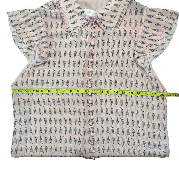 ALICE + OLIVIA Martel Flutter-Sleeve Blouse in Sundae Pink Bloom - Picture 8 of 8